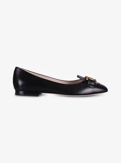 Ballerina leder zwart | DELSCHER. Fashion