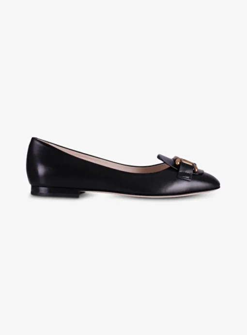 Ballerina leder zwart | DELSCHER. Fashion