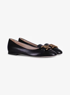 Ballerina leder zwart | DELSCHER. Fashion