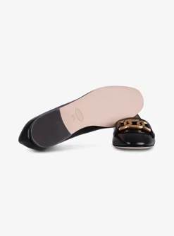Ballerina leder zwart | DELSCHER. Fashion
