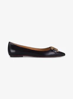 Ballerina pointy Cuoio Flat zwart | DELSCHER. Fashion