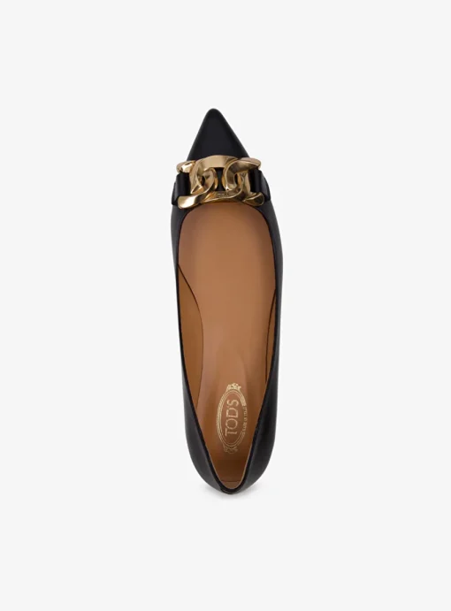 Ballerina pointy Cuoio Flat zwart | DELSCHER. Fashion