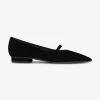 Ballerina suede pointy zwart | DELSCHER. Fashion