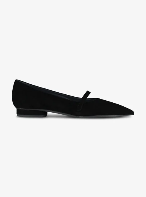 Ballerina suede pointy zwart | DELSCHER. Fashion