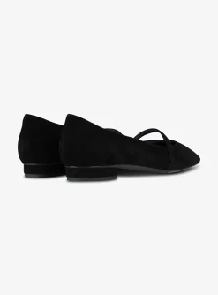 Ballerina suede pointy zwart | DELSCHER. Fashion