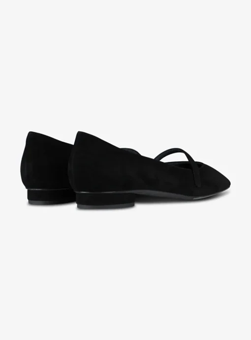Ballerina suede pointy zwart | DELSCHER. Fashion
