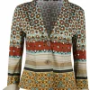 Blazer groen/khaki/aqua print | DELSCHER. Fashion