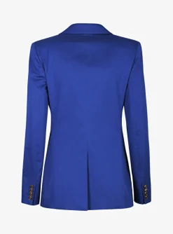 Blazer katoen stretch kobaltblauw | DELSCHER. Fashion