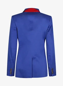 Blazer katoen stretch kobaltblauw | DELSCHER. Fashion
