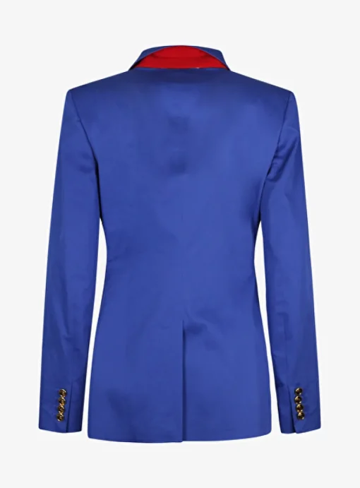 Blazer katoen stretch kobaltblauw | DELSCHER. Fashion