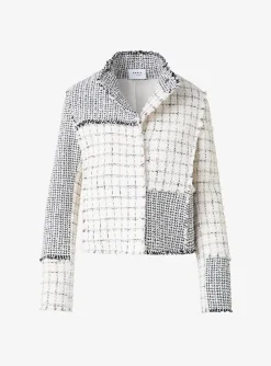 Blazer kort tweed creme wit zwart | DELSCHER. Fashion