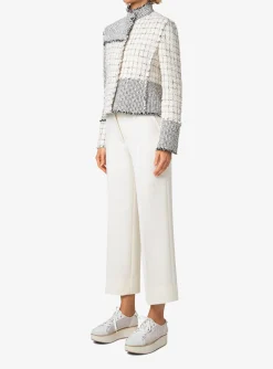Blazer kort tweed creme wit zwart | DELSCHER. Fashion