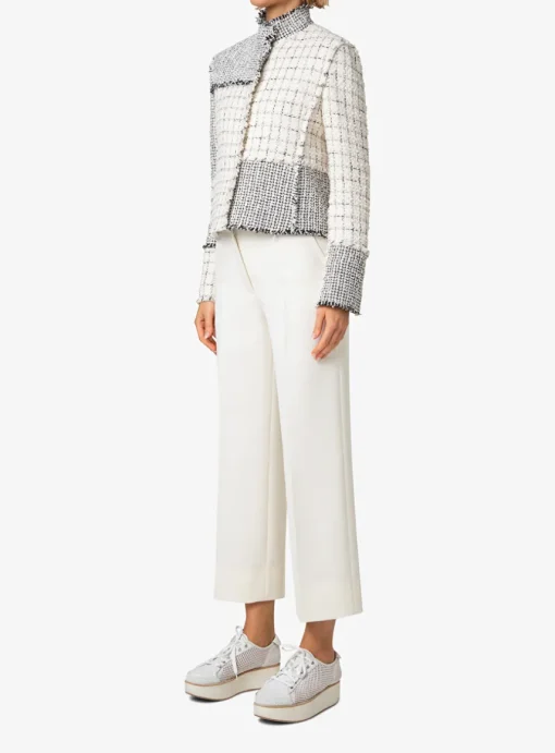 Blazer kort tweed creme wit zwart | DELSCHER. Fashion