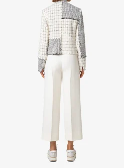 Blazer kort tweed creme wit zwart | DELSCHER. Fashion