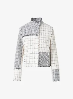 Blazer kort tweed creme wit zwart | DELSCHER. Fashion