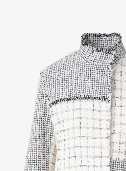 Blazer kort tweed creme wit zwart | DELSCHER. Fashion