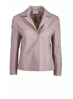 Blazer leder geperforeerd roze | DELSCHER. Fashion