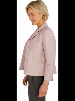 Blazer leder geperforeerd roze | DELSCHER. Fashion