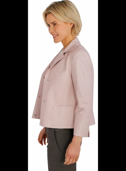 Blazer leder geperforeerd roze | DELSCHER. Fashion