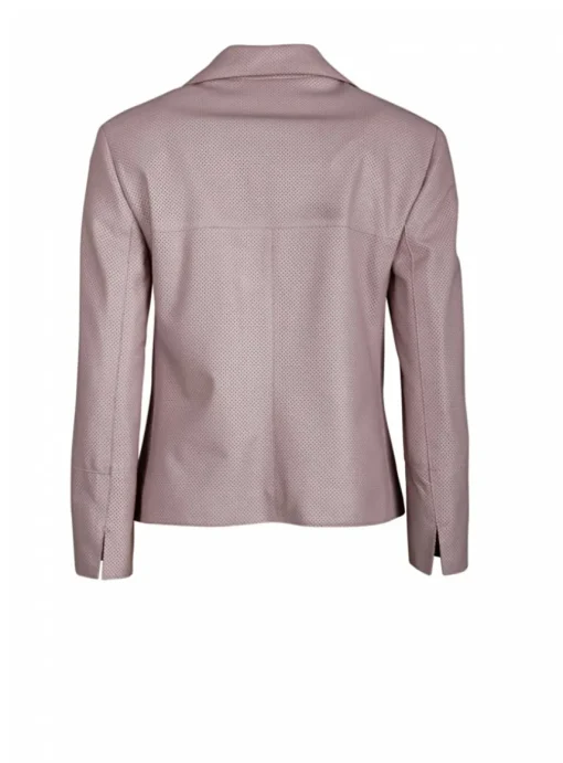 Blazer leder geperforeerd roze | DELSCHER. Fashion