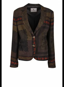 Blazer paisley abstract print, bruin, roest | DELSCHER. Fashion