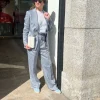 Blazer palau blauw linnen | DELSCHER. Fashion