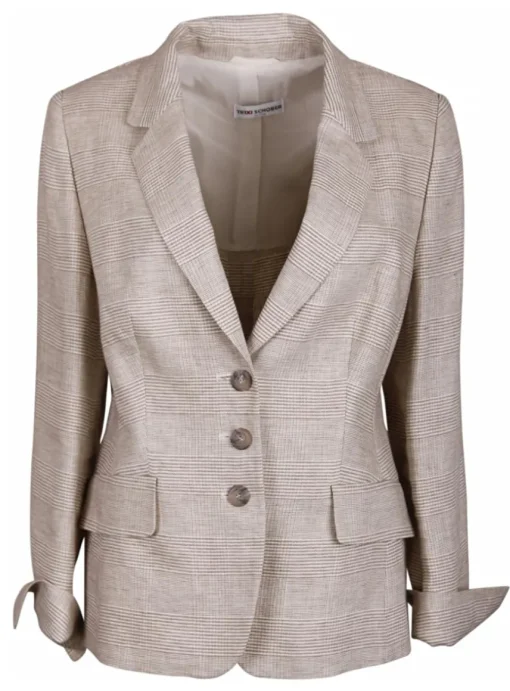 Blazer Prince de Galles ruit beige, offwhite | DELSCHER. Fashion