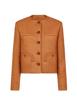 Blazer raffia pompoen oranje | DELSCHER. Fashion