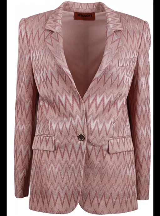 Blazer wave dessin nude poeder roze | DELSCHER. Fashion