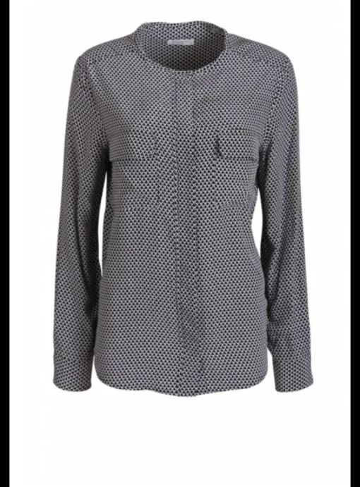 Blouse abstract dessin zwart, wit. | DELSCHER. Fashion