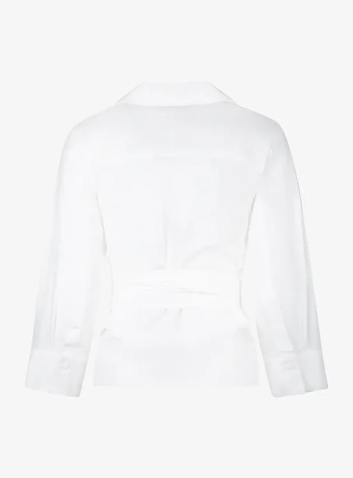 Blouse citron wit met strik taille | DELSCHER. Fashion