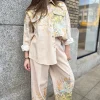 Blouse dessin jeans roze | DELSCHER. Fashion