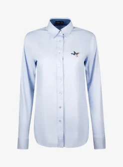Blouse loas lichtblauw met eendje | DELSCHER. Fashion