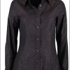 Blouse marron, paars met paisley dessin | DELSCHER. Fashion