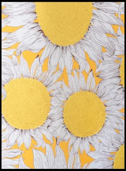 Blouse mouwloos geel wit zonnebloem dessin | DELSCHER. Fashion