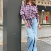 Blouse Nath faded blauw roze geruit | DELSCHER. Fashion