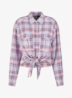 Blouse Nath faded blauw roze geruit | DELSCHER. Fashion