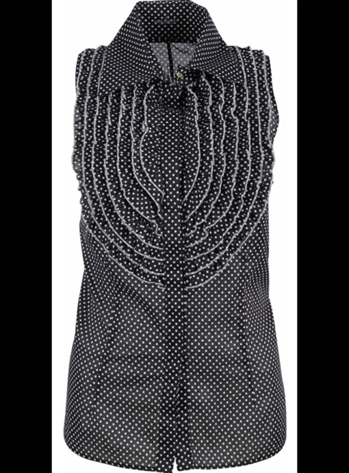 Blouse polkadot roezel zwart wit | DELSCHER. Fashion