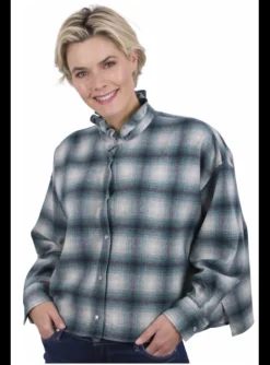 Blouse Rilaria ruit groen | DELSCHER. Fashion