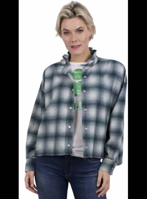 Blouse Rilaria ruit groen | DELSCHER. Fashion