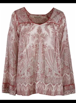 Blouse tuniek paisley dessin, rood | DELSCHER. Fashion