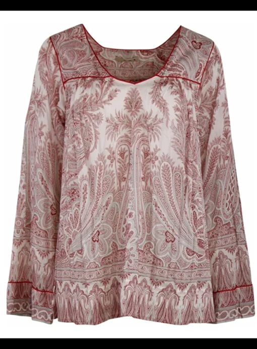 Blouse tuniek paisley dessin, rood | DELSCHER. Fashion