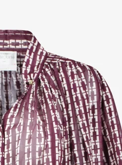 Blouse voile bordeaux offwhite grafische print | DELSCHER. Fashion