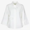 Blouse wit met applicaties | DELSCHER. Fashion