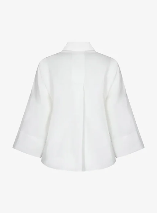 Blouse wit met applicaties | DELSCHER. Fashion