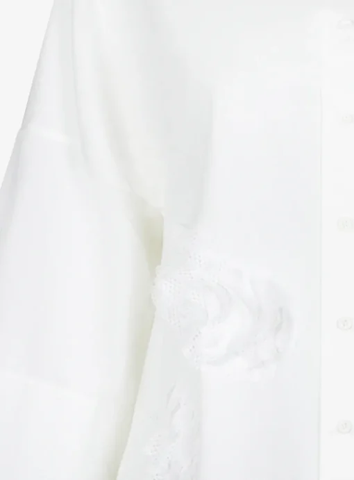 Blouse wit met applicaties | DELSCHER. Fashion