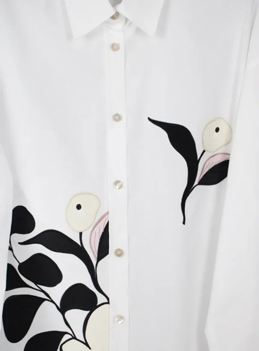 Blouse wit met bloem print | DELSCHER. Fashion
