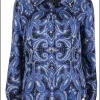 Blouse zijde paisley print blauw | DELSCHER. Fashion