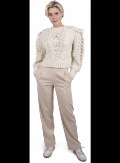 Broek flannel beige | DELSCHER. Fashion