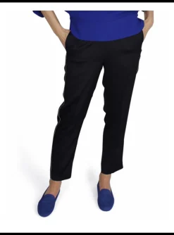 Broek satijn marine met glitter bies | DELSCHER. Fashion